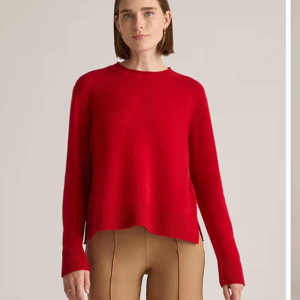 Quince Red Boxy Crewneck Cashmere Sweater